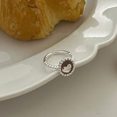 S925 Silver Pink Enamel Heart Ring